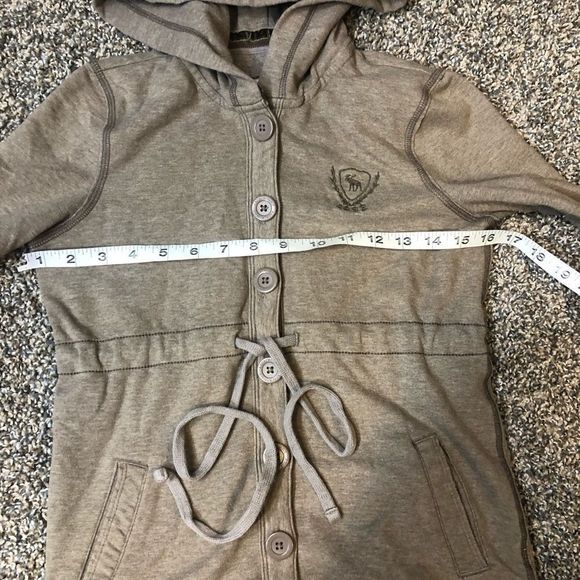 ABERCROMBIE AND FITCH AUNTHENTIV VINTAGE TAN HOODED BUTTON FRONT COTTON JACKET - Picture 6 of 8